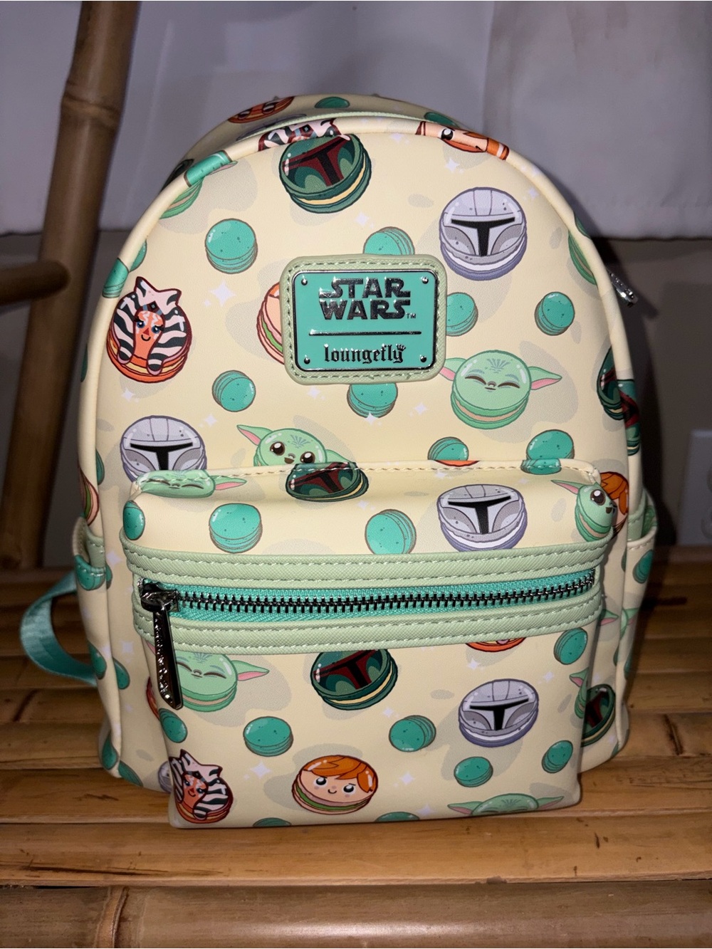 Loungefly Star Wars Mini Backpack - Cream & Mint Grogu Pattern